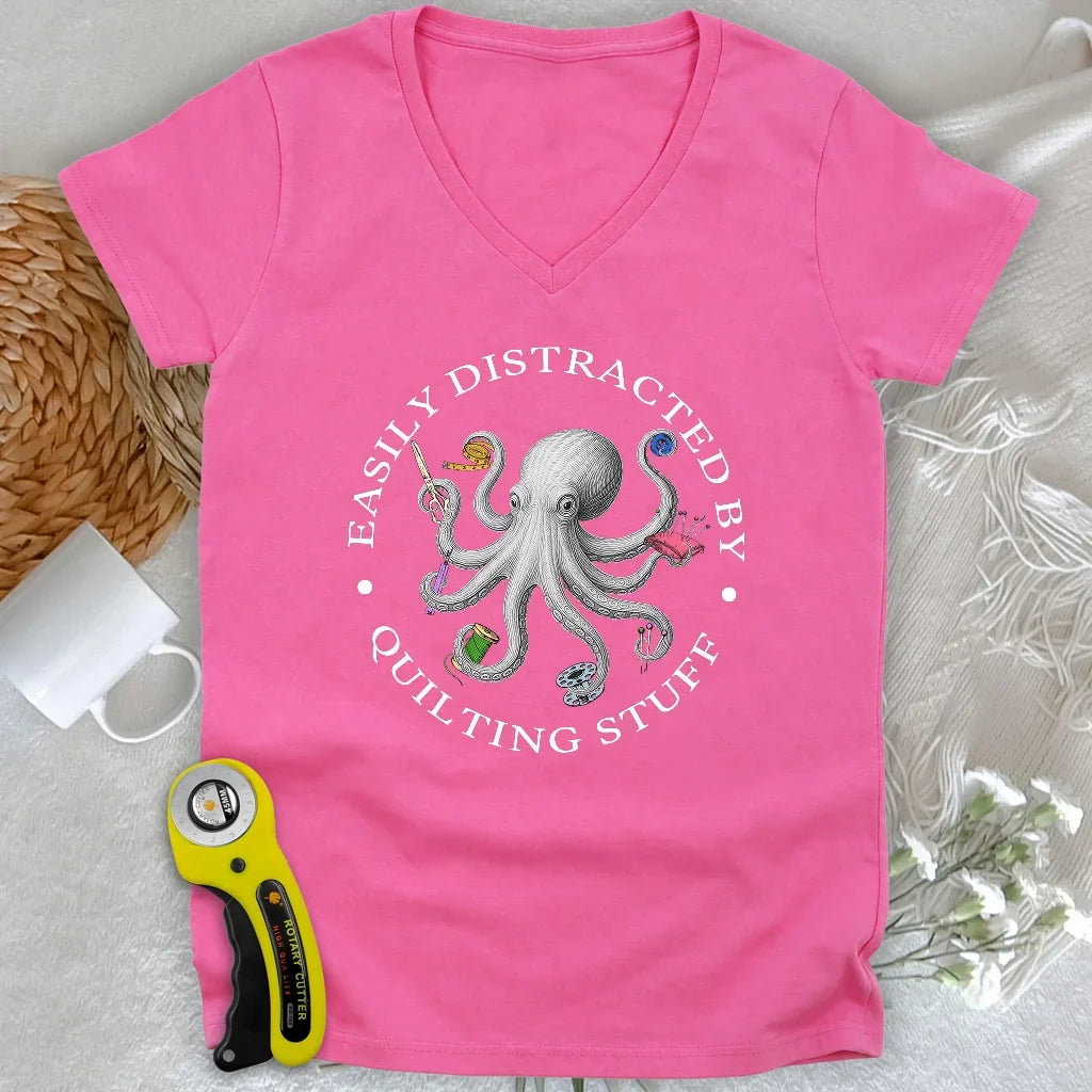 Quiltin Stuff Lady V-neck