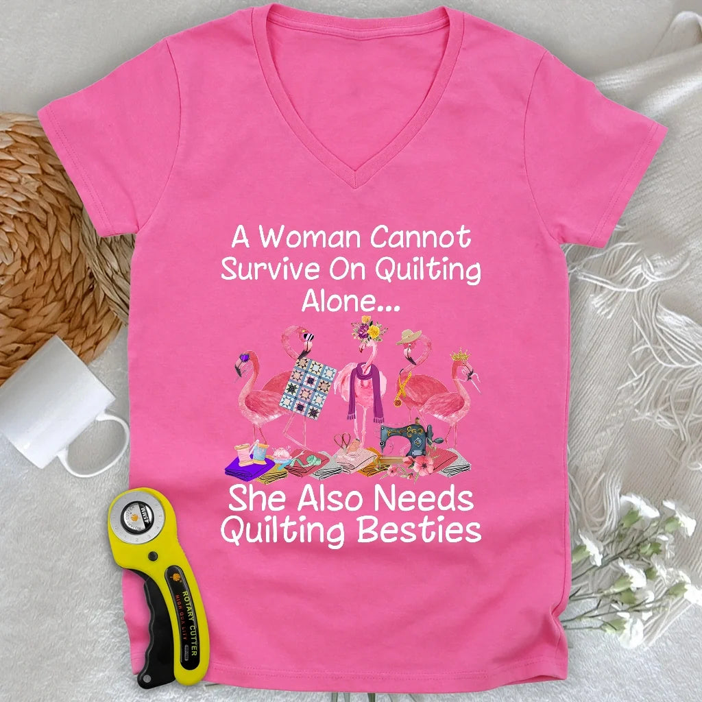 Quilting Besties Lady V-neck