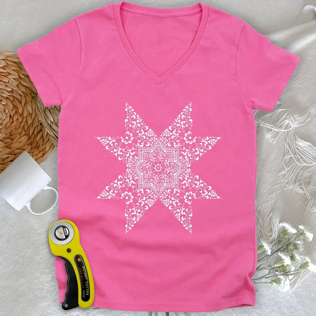 Quilting Mandala Lady V-neck