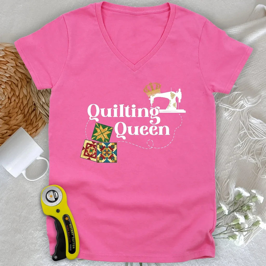 Quilting Queen Lady V-neck