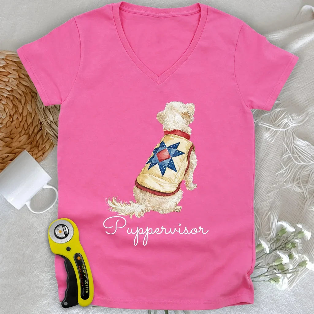 Quilty Pup Star Lady V-neck