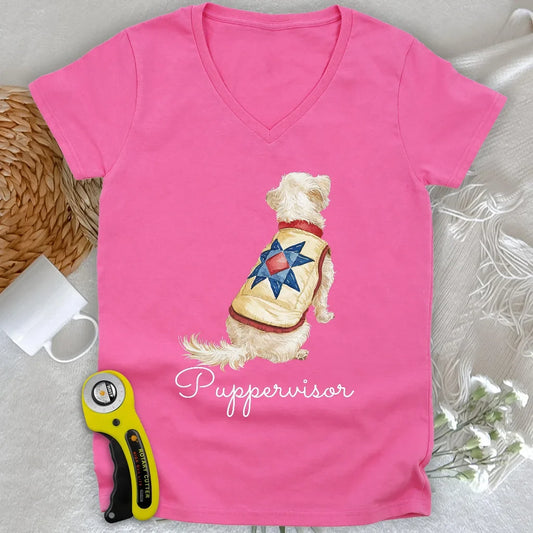 Quilty Pup Star Lady V-neck