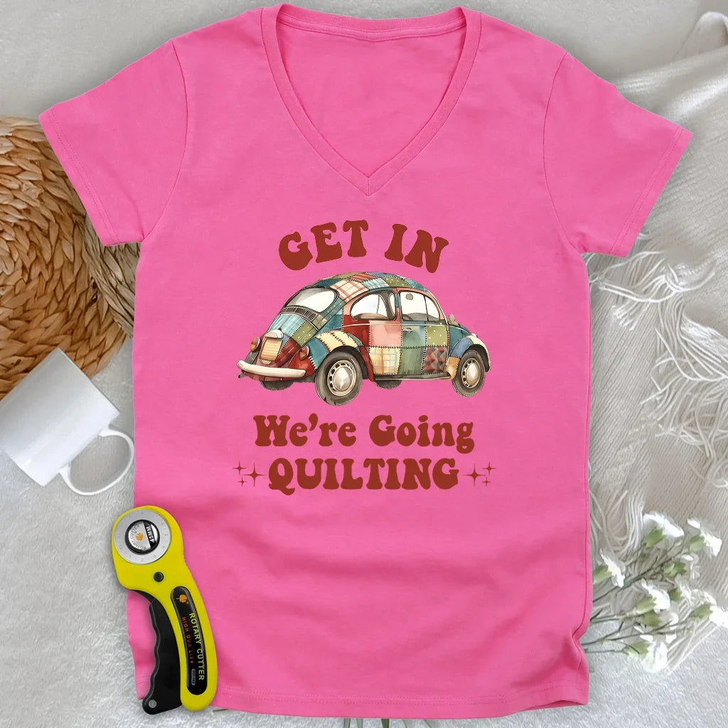 Quilty Road Trip Bug Lady V-neck