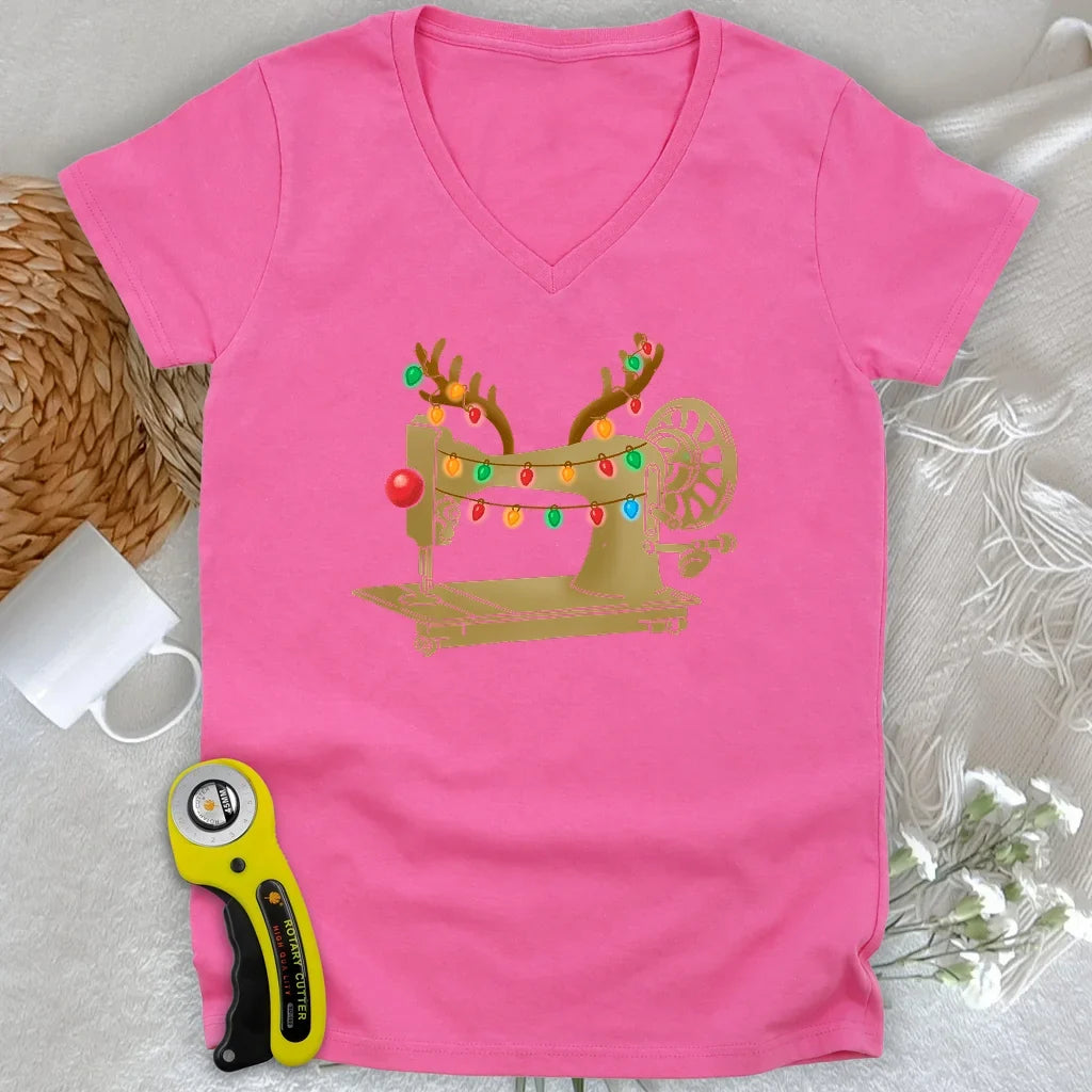 Reindeer Stitches Lady V-neck