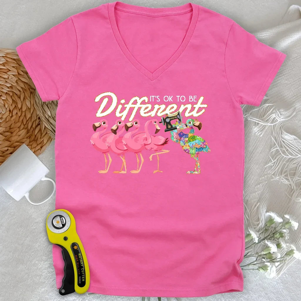 Stand Out Flamingo Lady V-neck