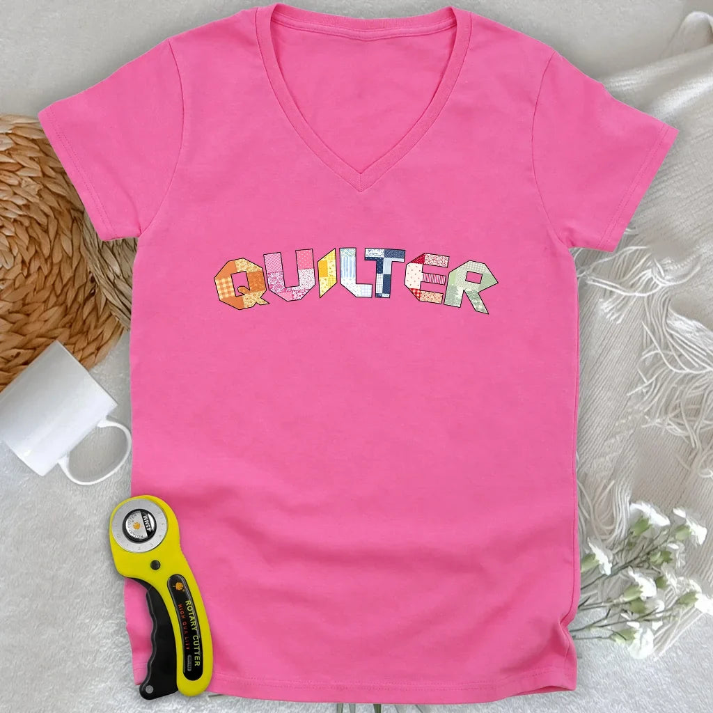 The Quilter's Studio Sampler Lady V-neck