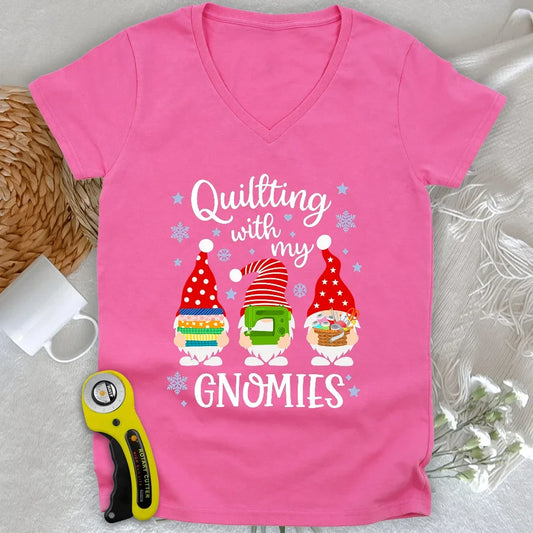 With My Gnomies Lady V-neck