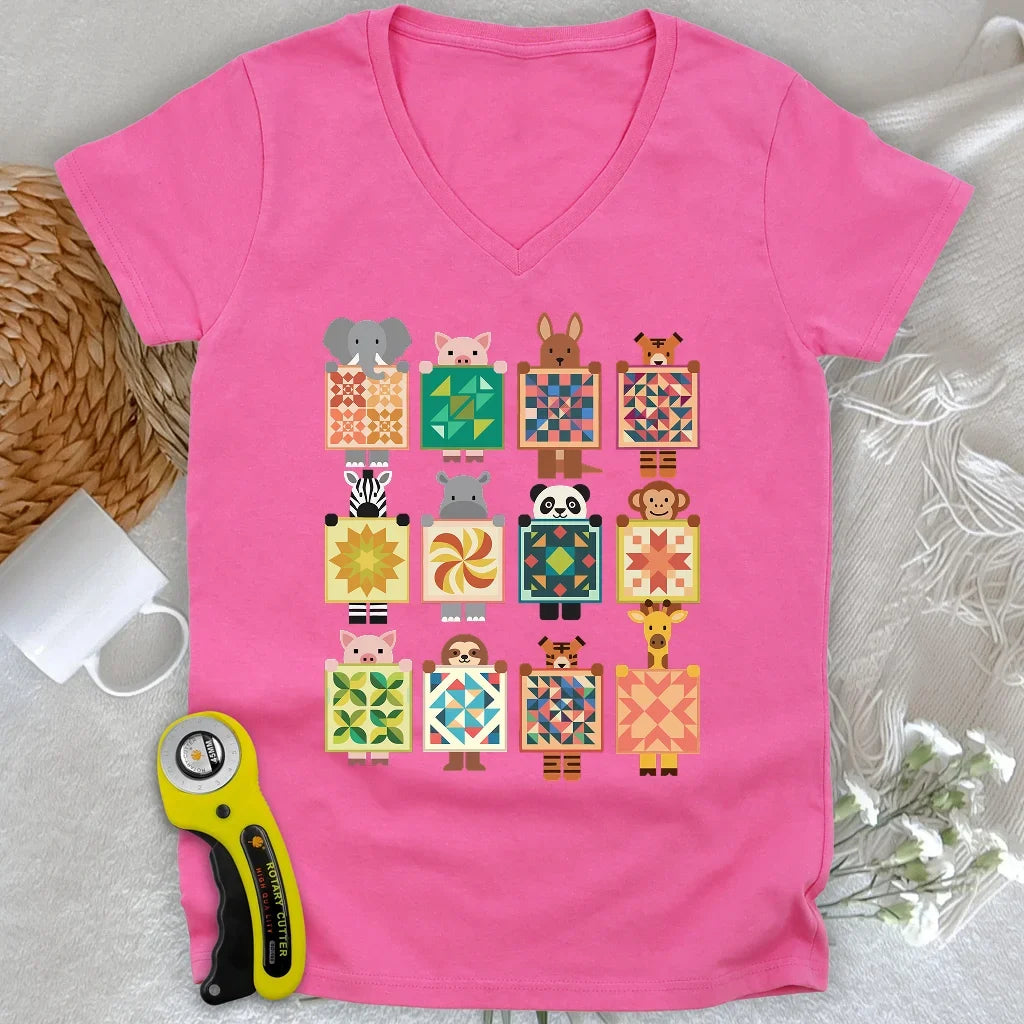 Woodland Patchwork Crew Lady V-neck