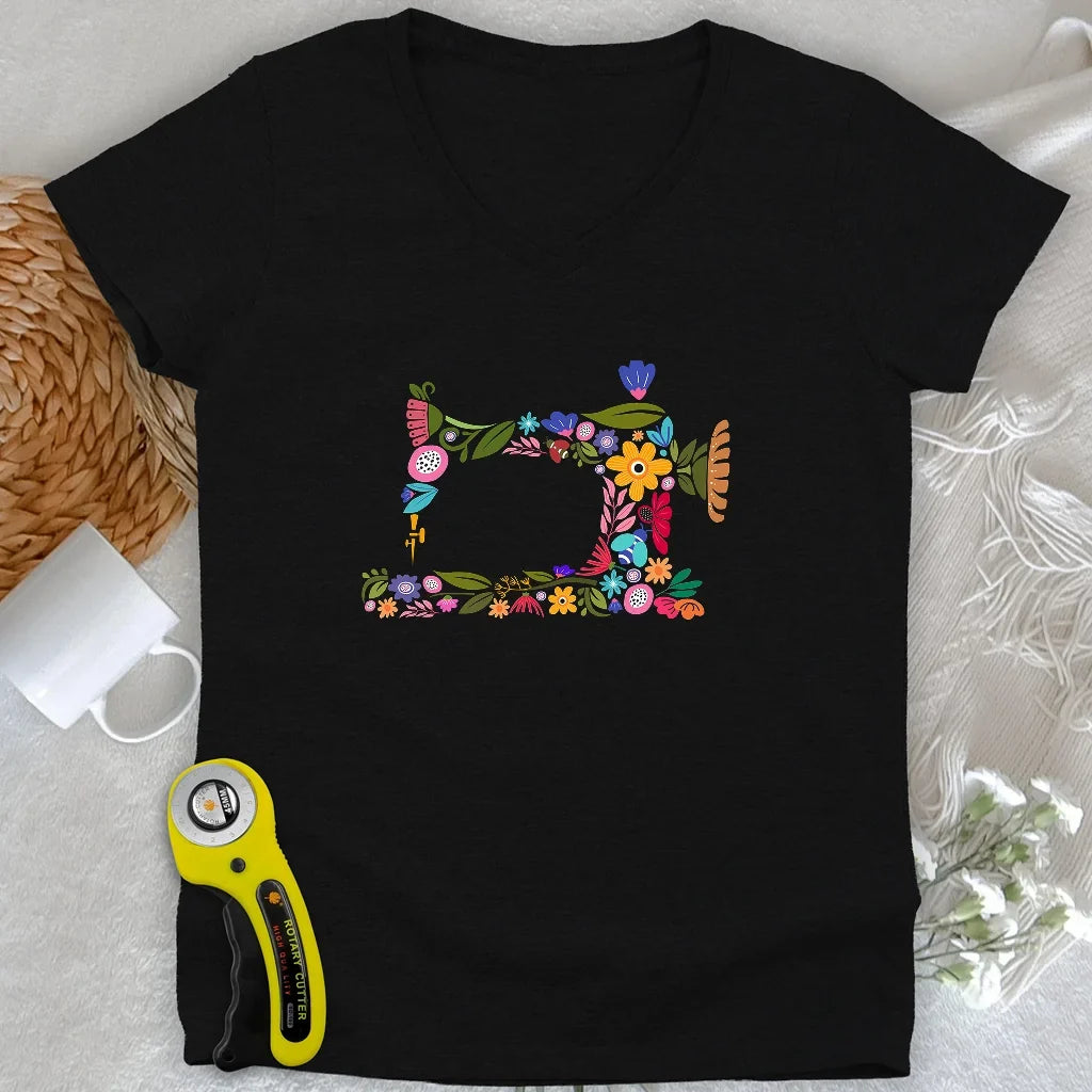 Blooming Machine Lady V-neck
