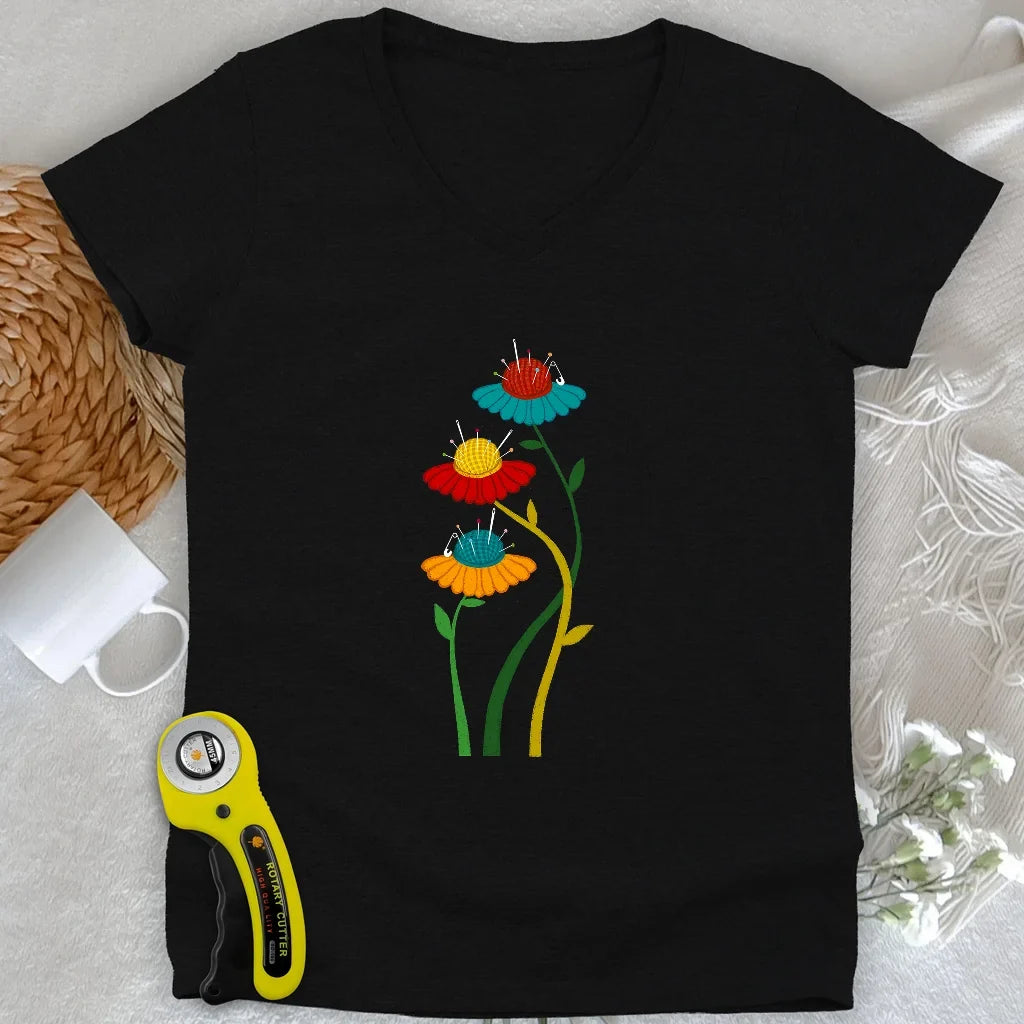 Blooming Pin Cushions Lady V-neck