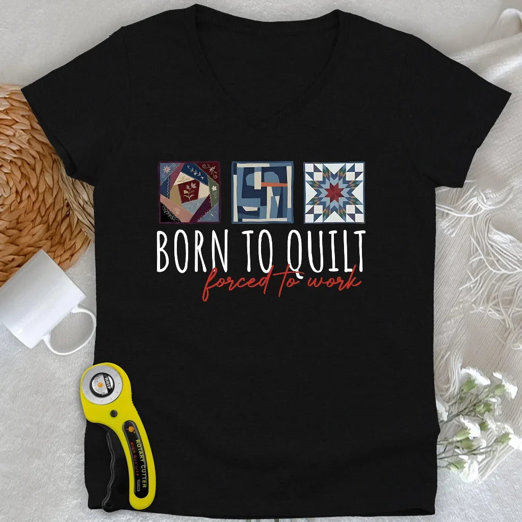 Forced to Quilt Lady V-neck