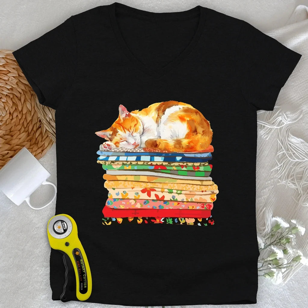 Cat And Fabric Lady V-neck