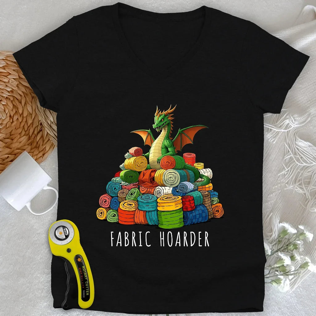 Dragon Fabric Hoarder Lady V-neck