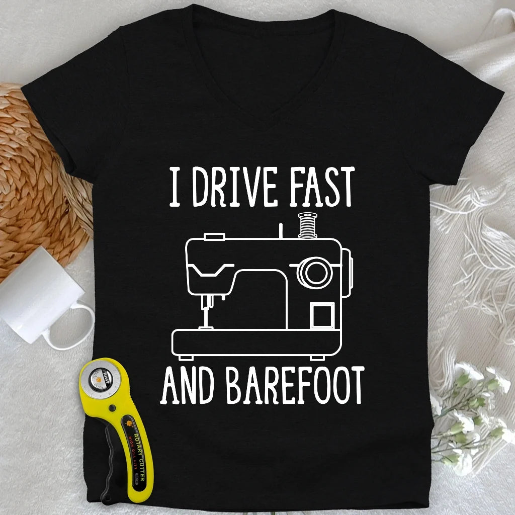 Drive Fast And Barefoot Lady V-neck