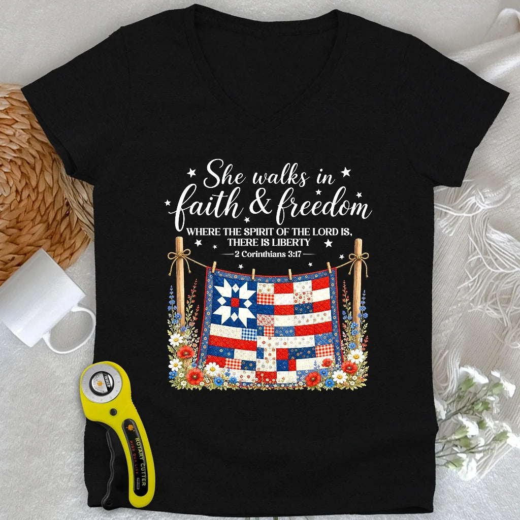 Faithfully Pieced Lady V-neck