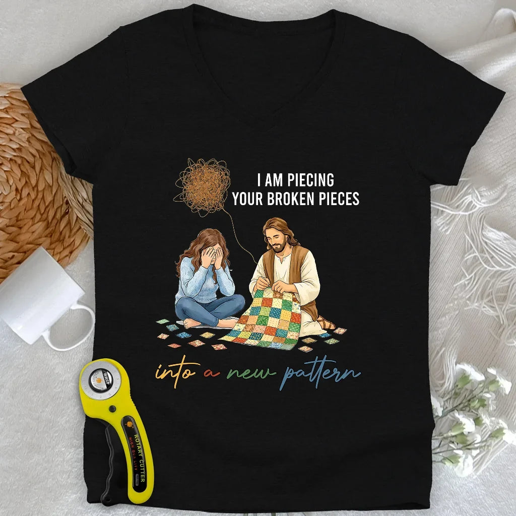 God Piecing Broken Pieces Lady V-neck