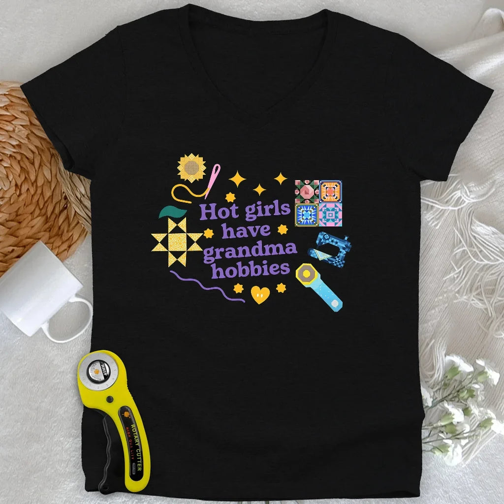 Grandma Hobbies Lady V-neck