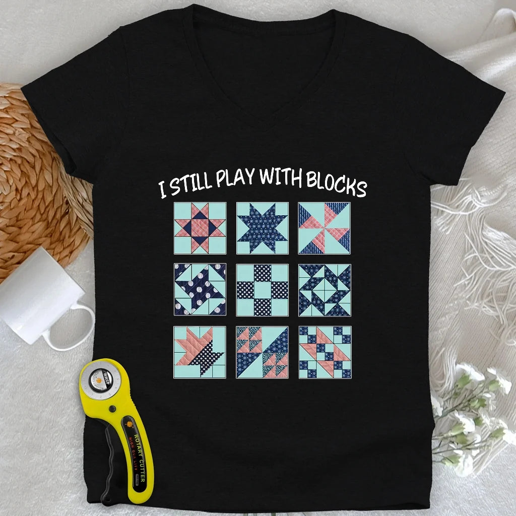 I Still Play With Block Lady V-neck