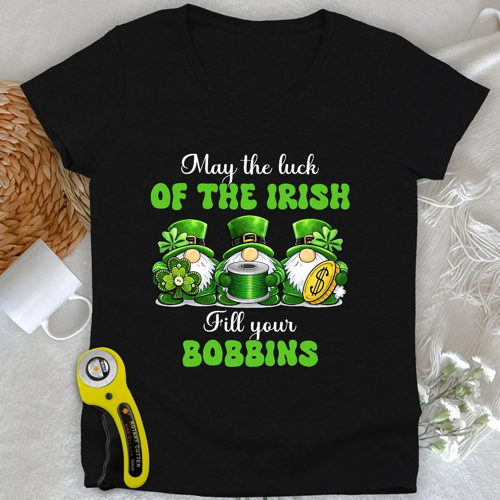 Lucky Bobbin Blessings Lady V-neck