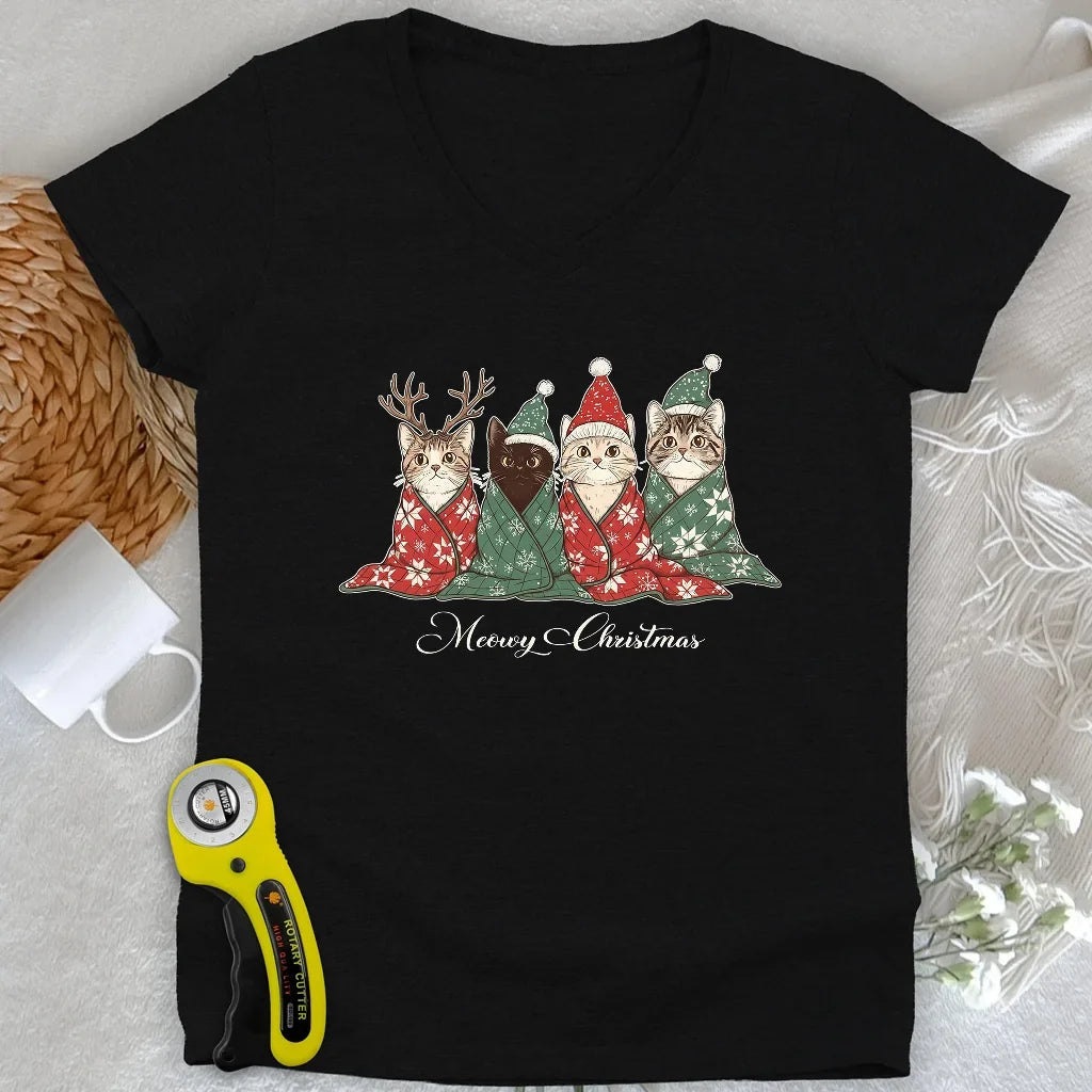 Meowy Christmas Lady V-neck