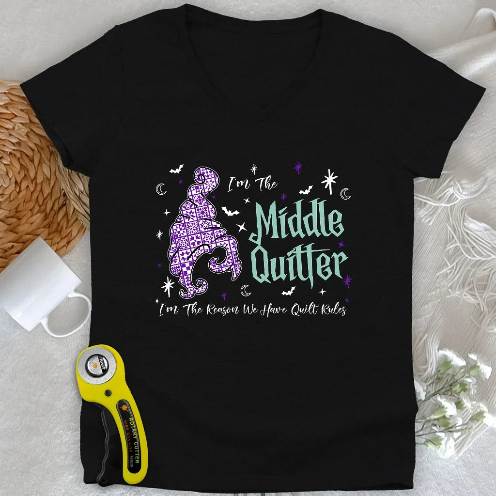 Middle Quilter Lady V-neck