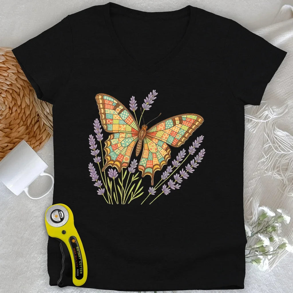 Patchwork Butterfly Lady V-neck