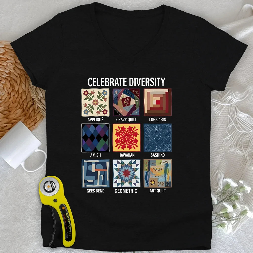 Patchwork Diversity Lady V-neck