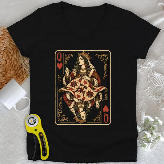 Queen Of Quilt Lady V-neck