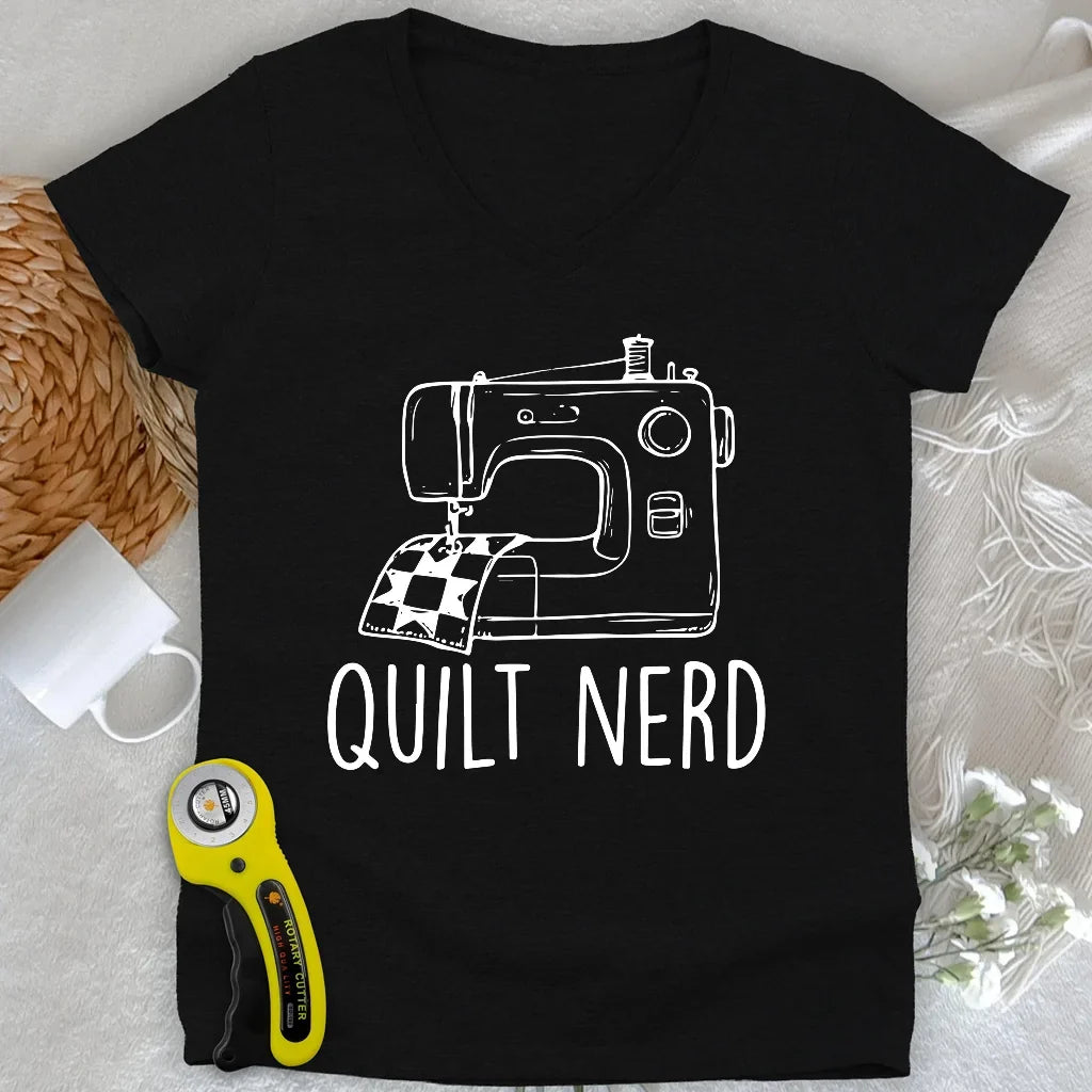 Quilt Nerd Lady V-neck