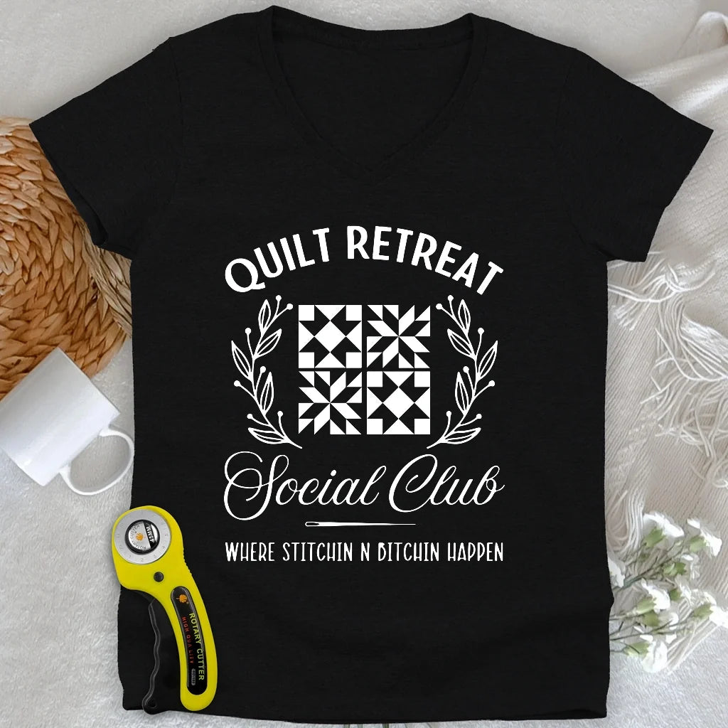 Quilt Retreat Lady V-neck