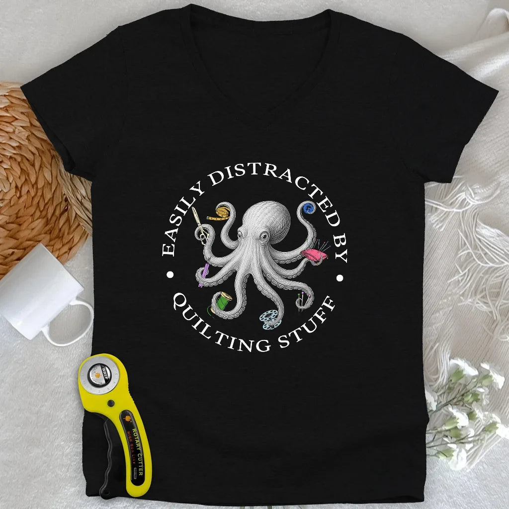 Quiltin Stuff Lady V-neck