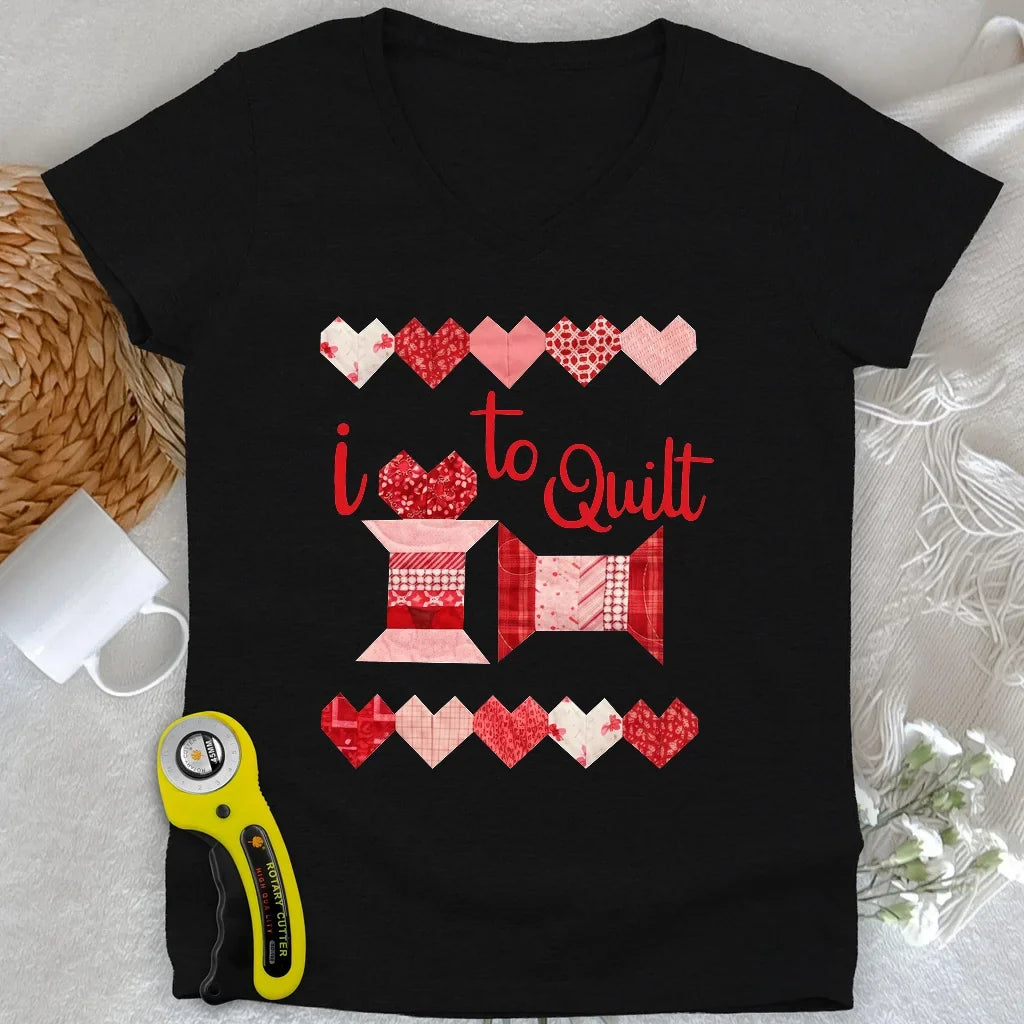 Quilting Love Lady V-neck