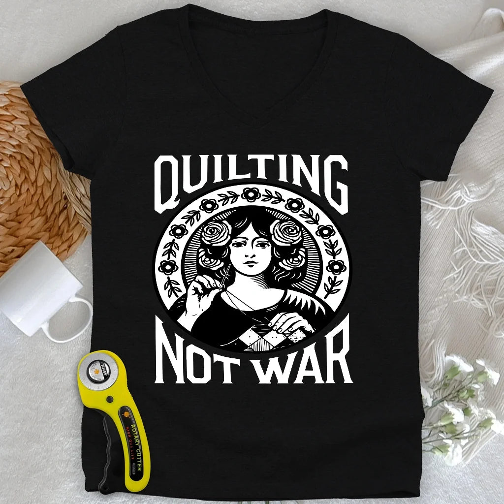 Quilting Not War Lady V-neck