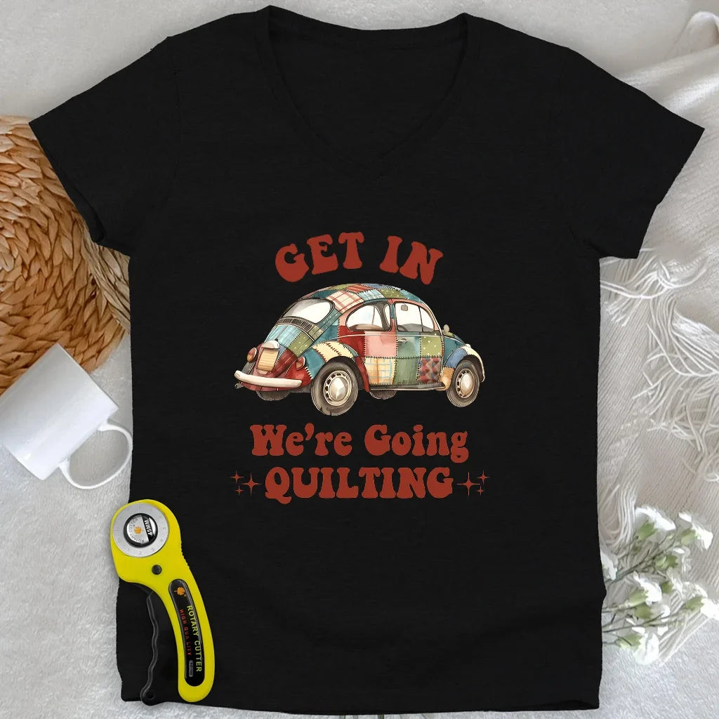 Quilty Road Trip Bug Lady V-neck