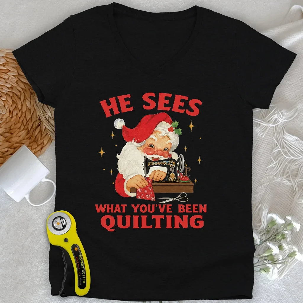 Santa Sees Lady V-neck