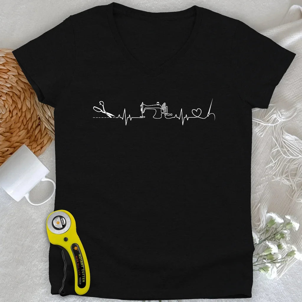 Sewing Heartbeat Lady V-neck