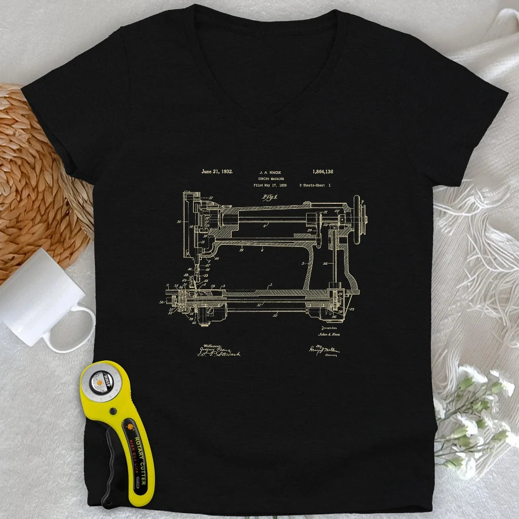 Sewing Machine Lady V-neck