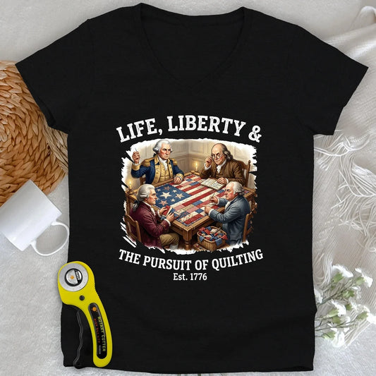 United We Quilt 1776 Lady V-neck