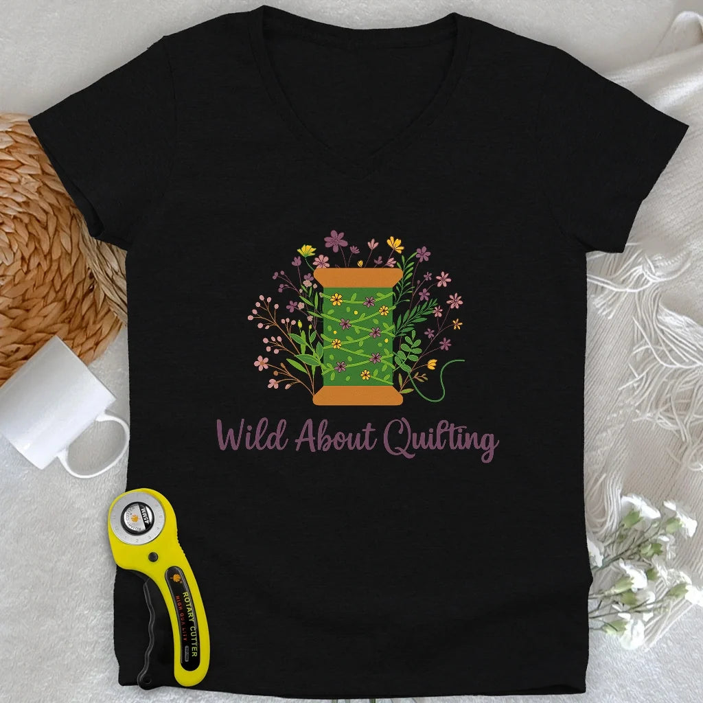 Wild About Quilting Lady V-neck