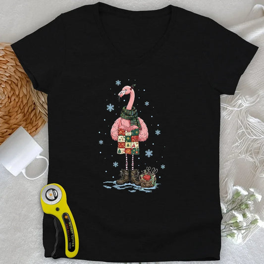 Winter Flamingo Lady V-neck