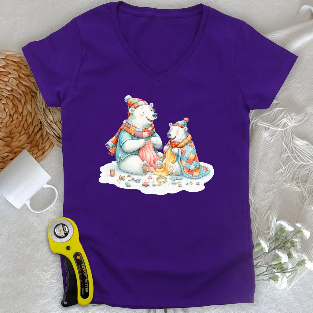 Beary Quilt Time Lady V-neck