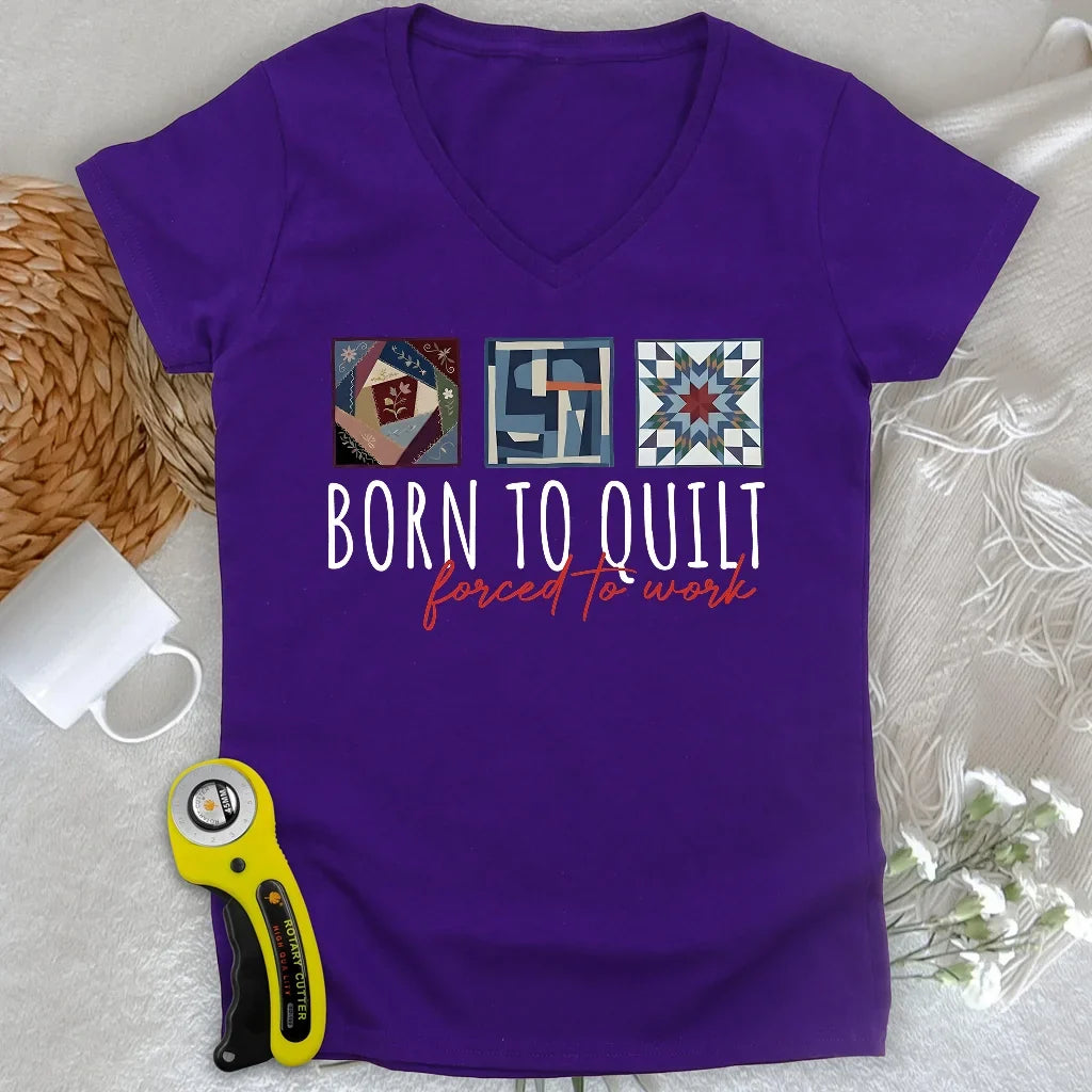 Forced to Quilt Lady V-neck