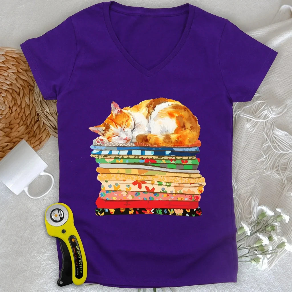 Cat And Fabric Lady V-neck