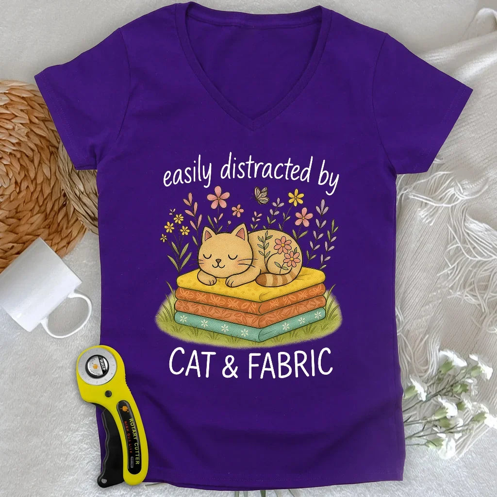 Cat Nap for Quilters Lady V-neck