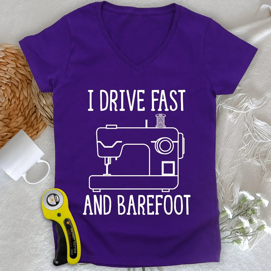 Drive Fast And Barefoot Lady V-neck
