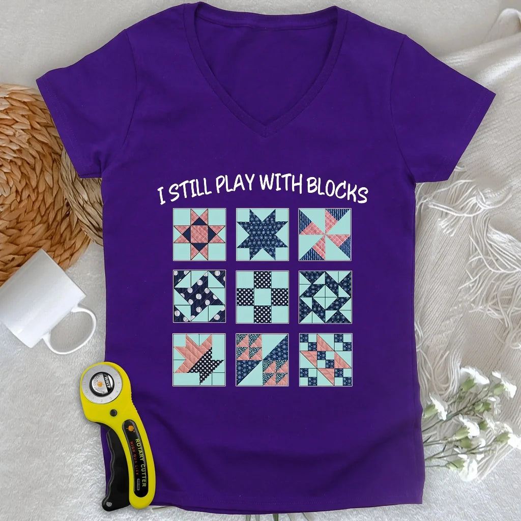 I Still Play With Block Lady V-neck