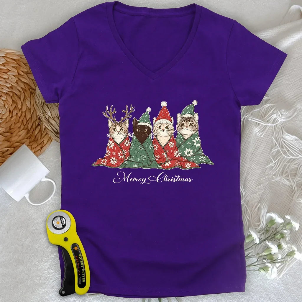 Meowy Christmas Lady V-neck