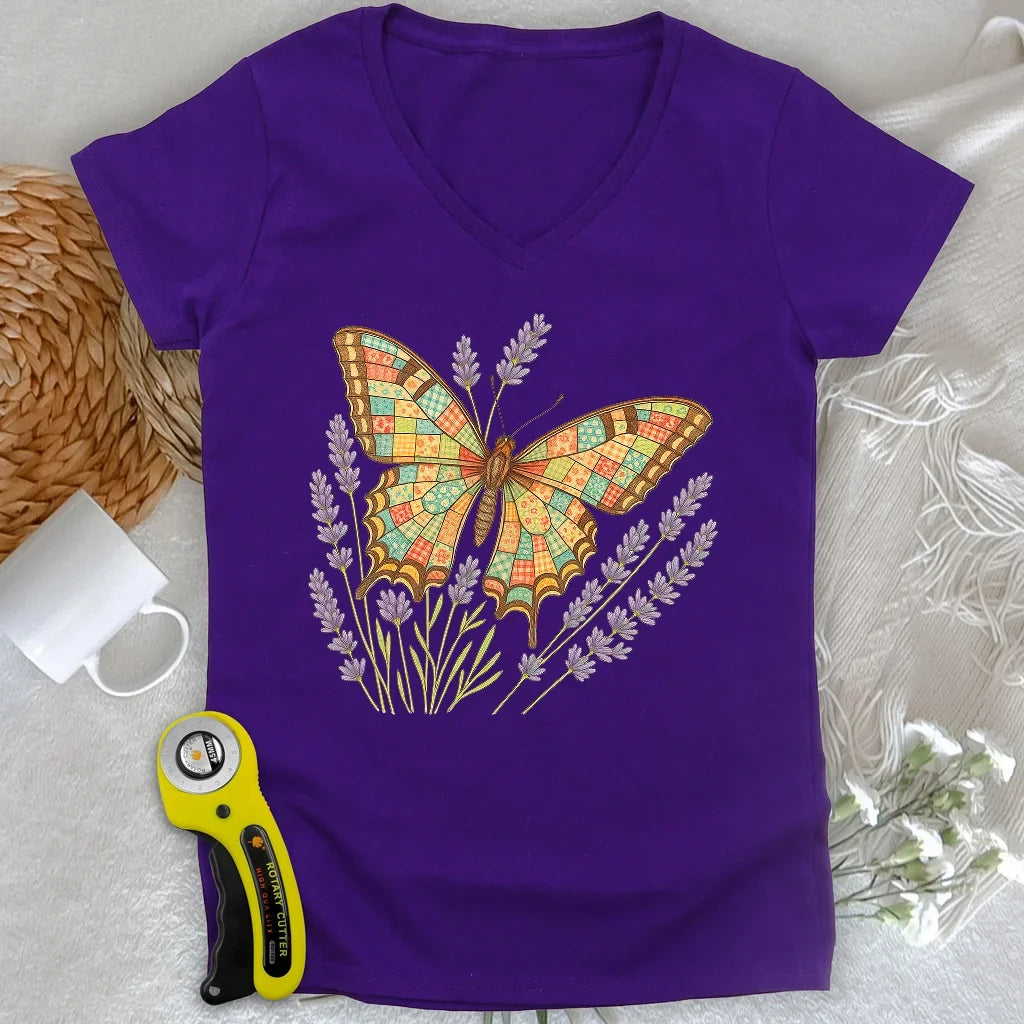 Patchwork Butterfly Lady V-neck