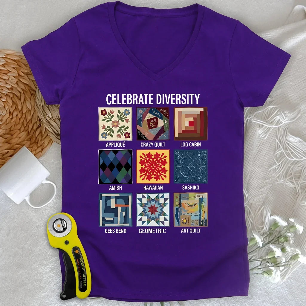 Patchwork Diversity Lady V-neck