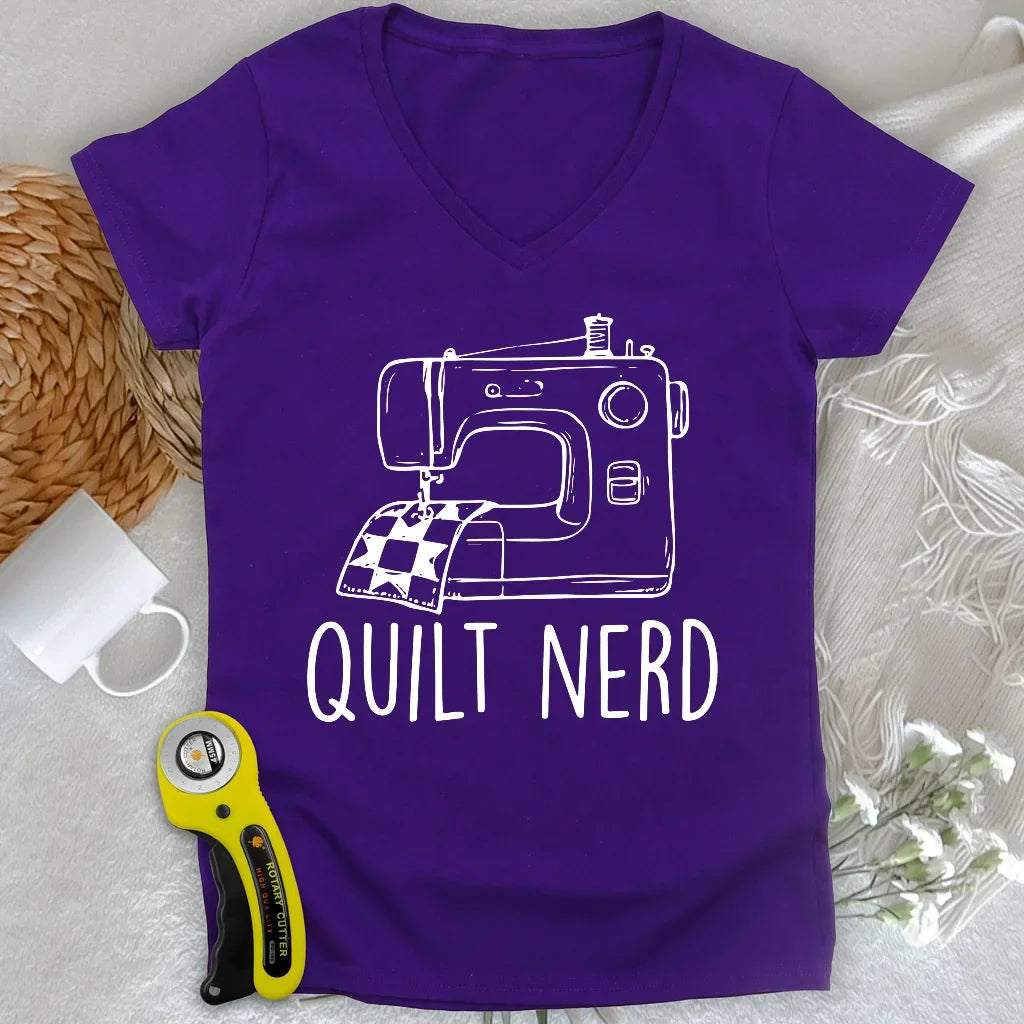 Quilt Nerd Lady V-neck